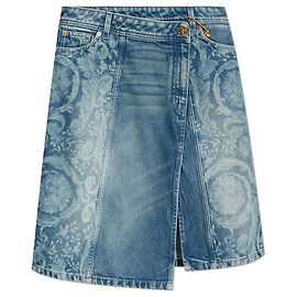 Versace Denim skirt with front slit Blue