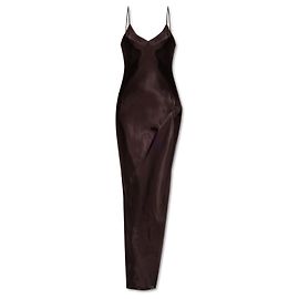 Vêtements Langes Satinkleid mit Schlitz Braun