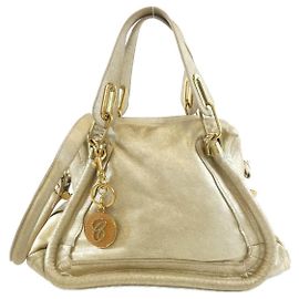 Chloé Borsa a tracolla Chloe Paraty in vitello D'oro Metallico