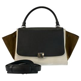 Céline Bolsa 2way Celine Trapeze em couro e camurça Preto
