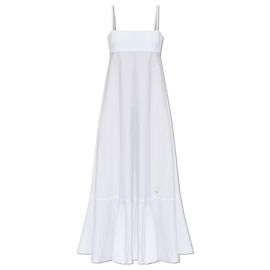 Vestido maxi blanco Moschino de algodón con bordado de ganso Blanco