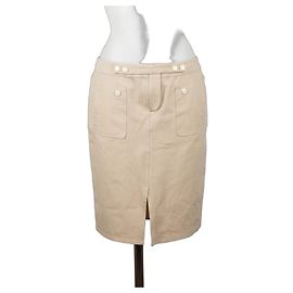 Versus Falda Lápiz Beige de Algodón Beige