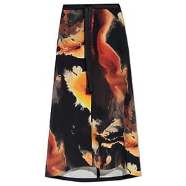 Gonna lunga con stampa astratta Y3 Nera Nero