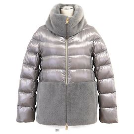 Autre Marque Casaco de Penas Herno em Nylon e Pele Marrom