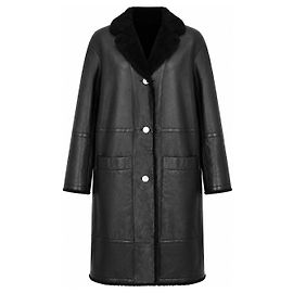 Hermès Casaco reversível em pele e shearling preto Preto