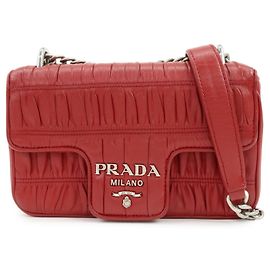 Prada Chain Flap Nappa Gaufre Small Rosso