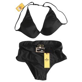 Bikini Fendi nero e argento logo FF Nero