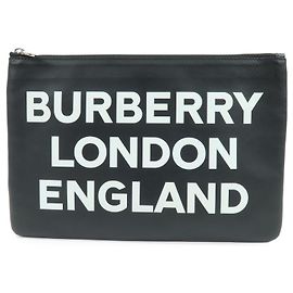 Burberry Logo Zip Printed Leather Small Noir