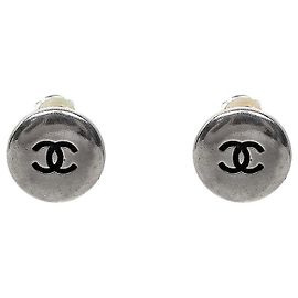 Chanel Pendientes redondos CC Silver Plata