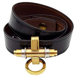 Givenchy Bracelete Small de couro triplo e metais mistos Obsidian Marrom