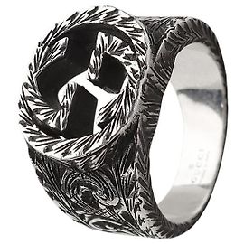 Gucci Interlocking Ring Silver Size Silvery