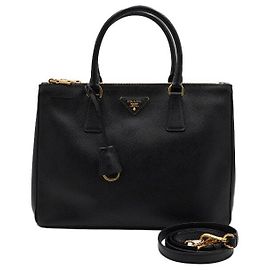 Prada Borsa Tote e Borsa a Tracolla Saffiano Lux Black Nero
