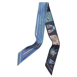 Hermès Lenço de seda Twilly Crayon Carre Libres Azul