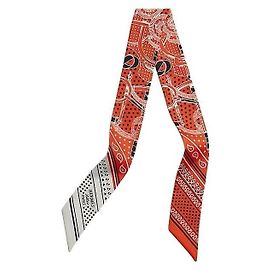 Hermès Lenço de seda Twilly para mulher Marrom