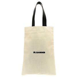 Jil Sander Bolso Tote de Algodón Bicolor Negro
