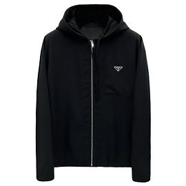 Prada Wool Hooded Bomber Jacket Black