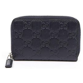 Gucci Leather Card Wallet Navy Blue