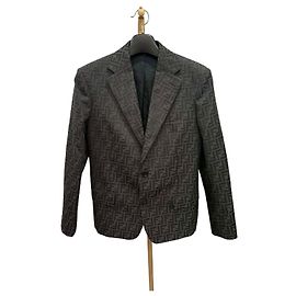 Fendi Monogram Jacquard Blazer Jacket Size Black