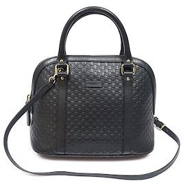 Gucci Black Microsima Leather Dome Medium Black