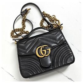 Gucci Mini Borsa Tote con Manico Borsa a Tracolla Nera Nero