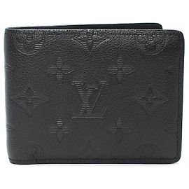 Louis Vuitton Monogram Shadow Multiple Geldbörse mit Münzfach Schwarz