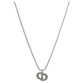 Dior Cubic CD Silver Necklace Silvery