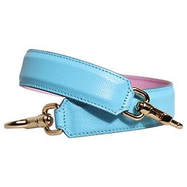 Dolce & Gabbana Pink Blue Leather Handle Bag Shoulder Strap Blue