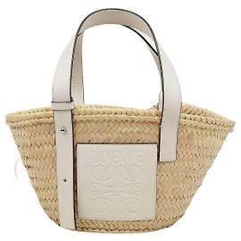 Loewe Saco Tote Palm Leaf Basket Small em couro branco Branco
