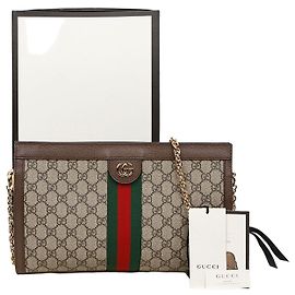 Gucci Bolsa de Ombro Ophidia GG Medium Marrom