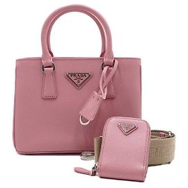 Prada Mini Tote e Borsa a Tracolla in Rosa con Logo Rosa