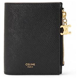 Céline Portafoglio compatto con zip Triomphe Charm da donna Nero