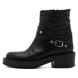 Balenciaga Botas Engineer com tachas em couro preto para mulher Preto