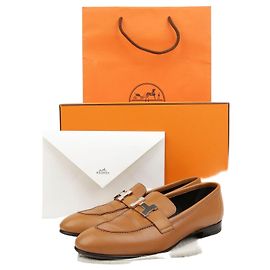 Mocassins Hermès Paris en cuir marron Marron