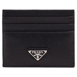 Prada Tarjetero Triangle de Saffiano Castaño