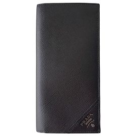 Prada Saffiano Long Wallet for Men Black Black