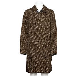 Burberry Brown Nylon Monogram Print Long Coat Jacket Brown