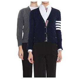 Thom Browne Cardigã de cashmere com braçadeira diagonal para mulher Azul