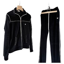 Céline Set Pantaloni e Giacca con Zip in Velluto Triope Black Nero