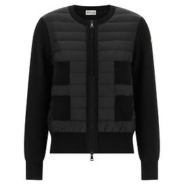 Moncler Gesteppter Woll-Cardigan mit Reißverschluss Schwarz Schwarz