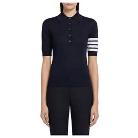 Thom Browne Relaxed Polo aus Wolle Blau
