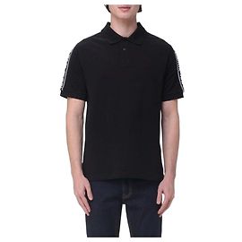 Versace Polo Shirt Tape Logo Schwarz Schwarz