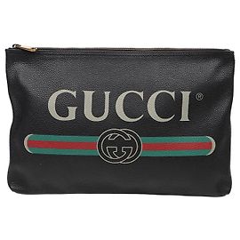 Gucci Clutch com estampado de logótipo preto Preto