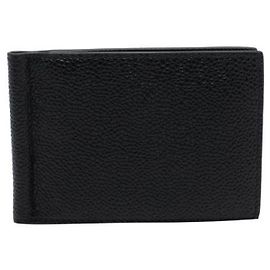 Thom Browne Fermi denaro in pelle Pebble Grain Nero