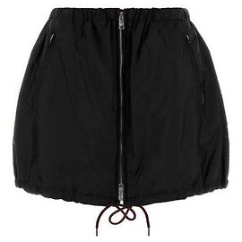 Prada Re-Nylon Drawstring Mini Skirt Black