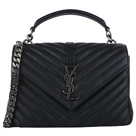 Autre Marque Chevron College Medium Silver Shoulder Bag Silvery