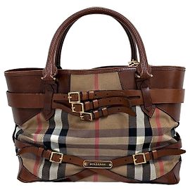Bolsa Tote Burberry Check Belt de Couro Multicor