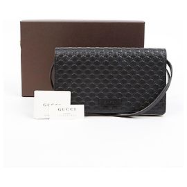 Gucci Borsa a Tracolla Mini Leather Microshima Nera Nero