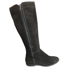 Autre Marque Lamica Black Suede Knee-High Boots Black