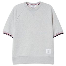 Thom Browne Pullover de manga corta en piqué de algodón loopback Castaño