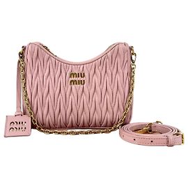 Miu Miu Bolsa Tiracolo de Nappa com Corrente Marrom